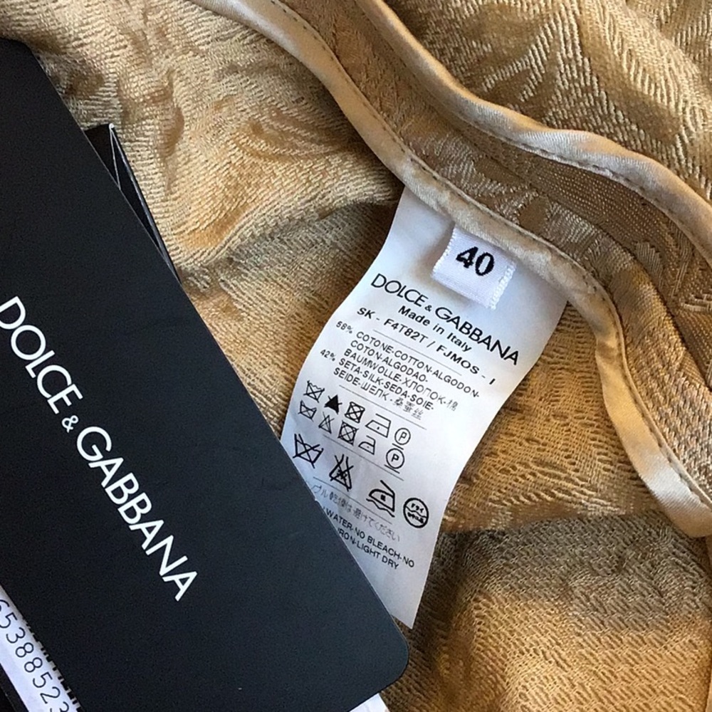 DOLCE & GABBANA ANTIQUE GOLD JACQUARD FULL MIDI SKIRT - Picture 5 of 7